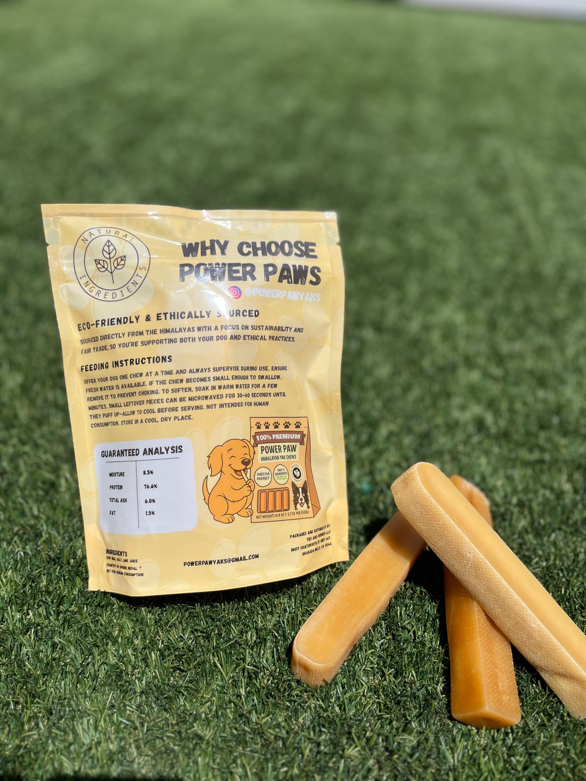 Power Paw Yak Chews – Medium (4-Pack) Ideal for dogs 30–60 lbs