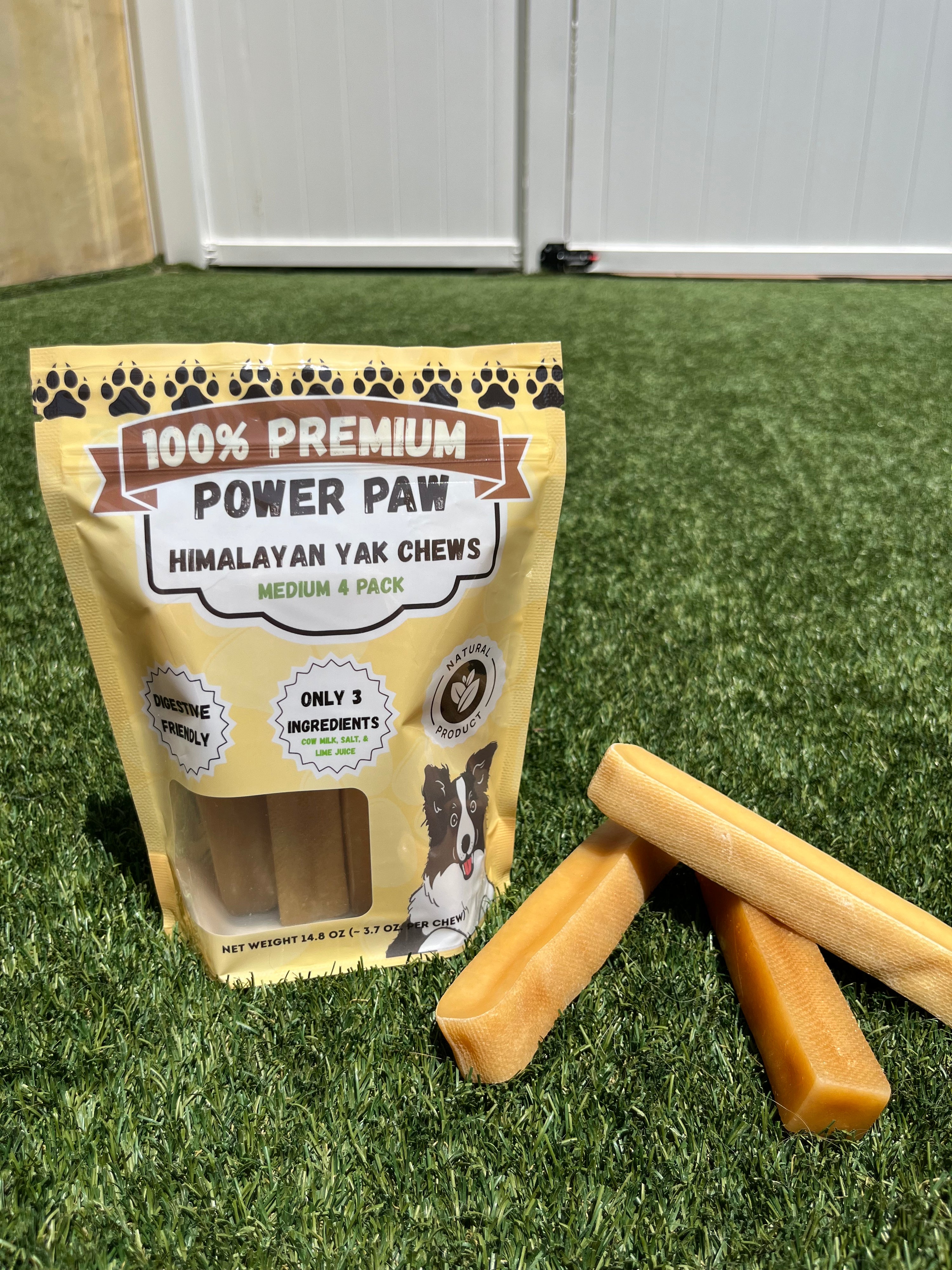 Power Paw Yak Chews – Medium (4-Pack) Ideal for dogs 30–60 lbs