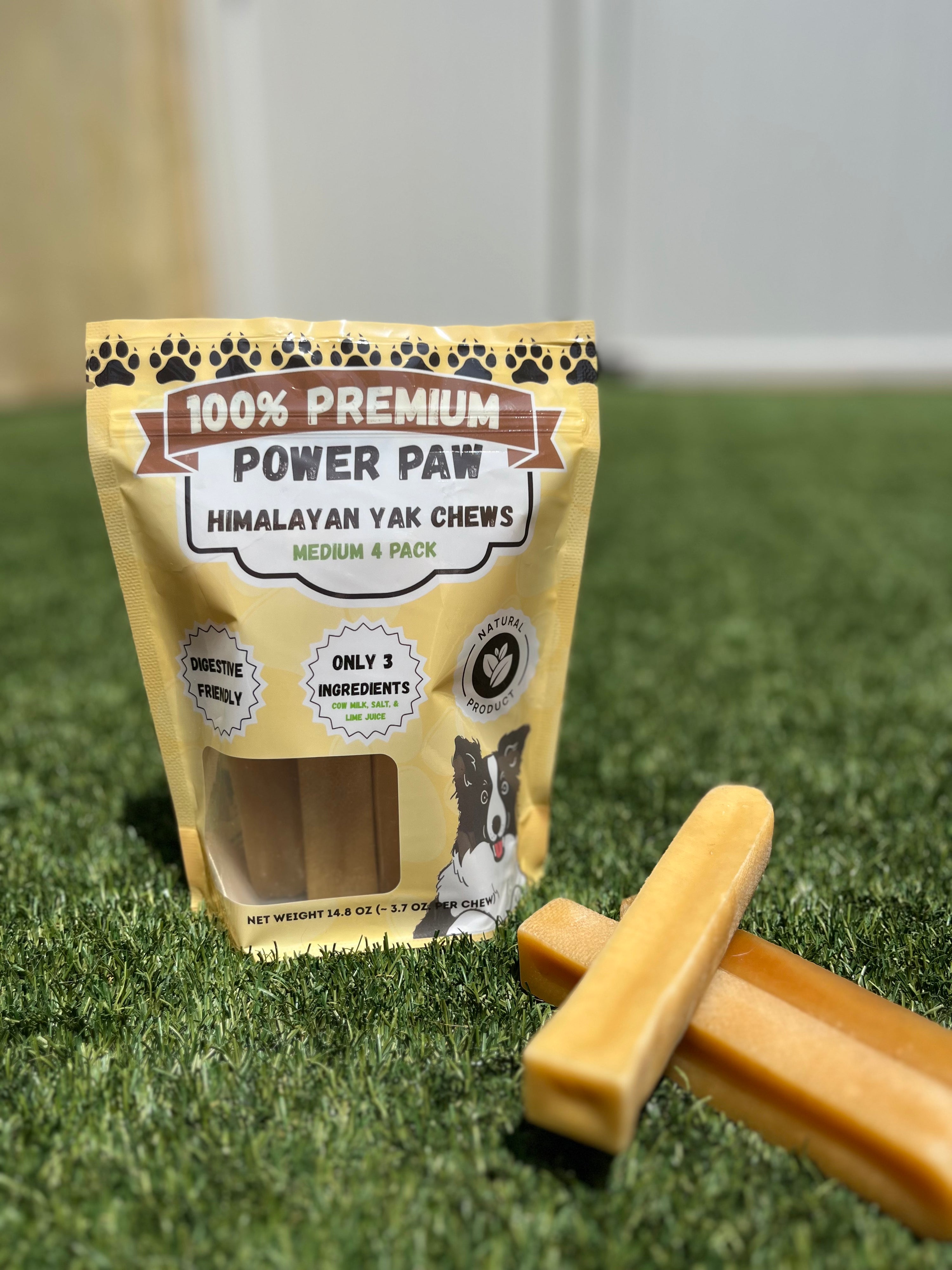 Power Paw Yak Chews – Medium (4-Pack) Ideal for dogs 30–60 lbs