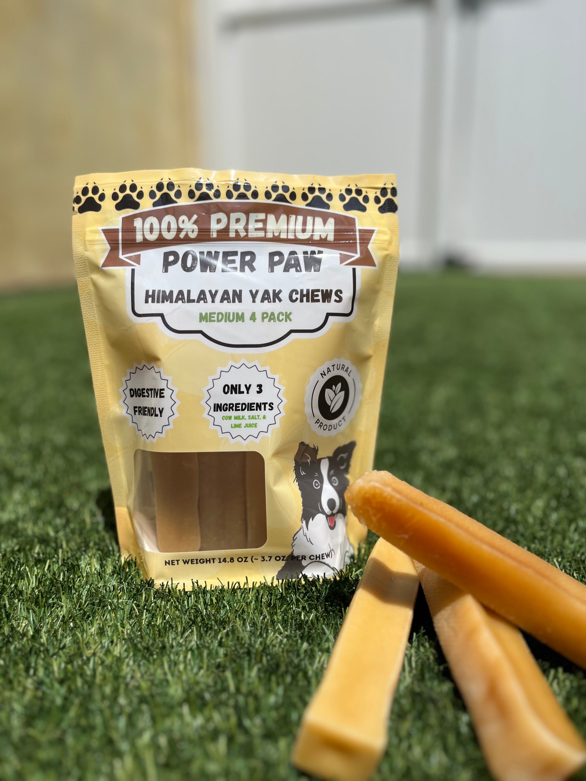 Power Paw Yak Chews – Medium (4-Pack) Ideal for dogs 30–60 lbs