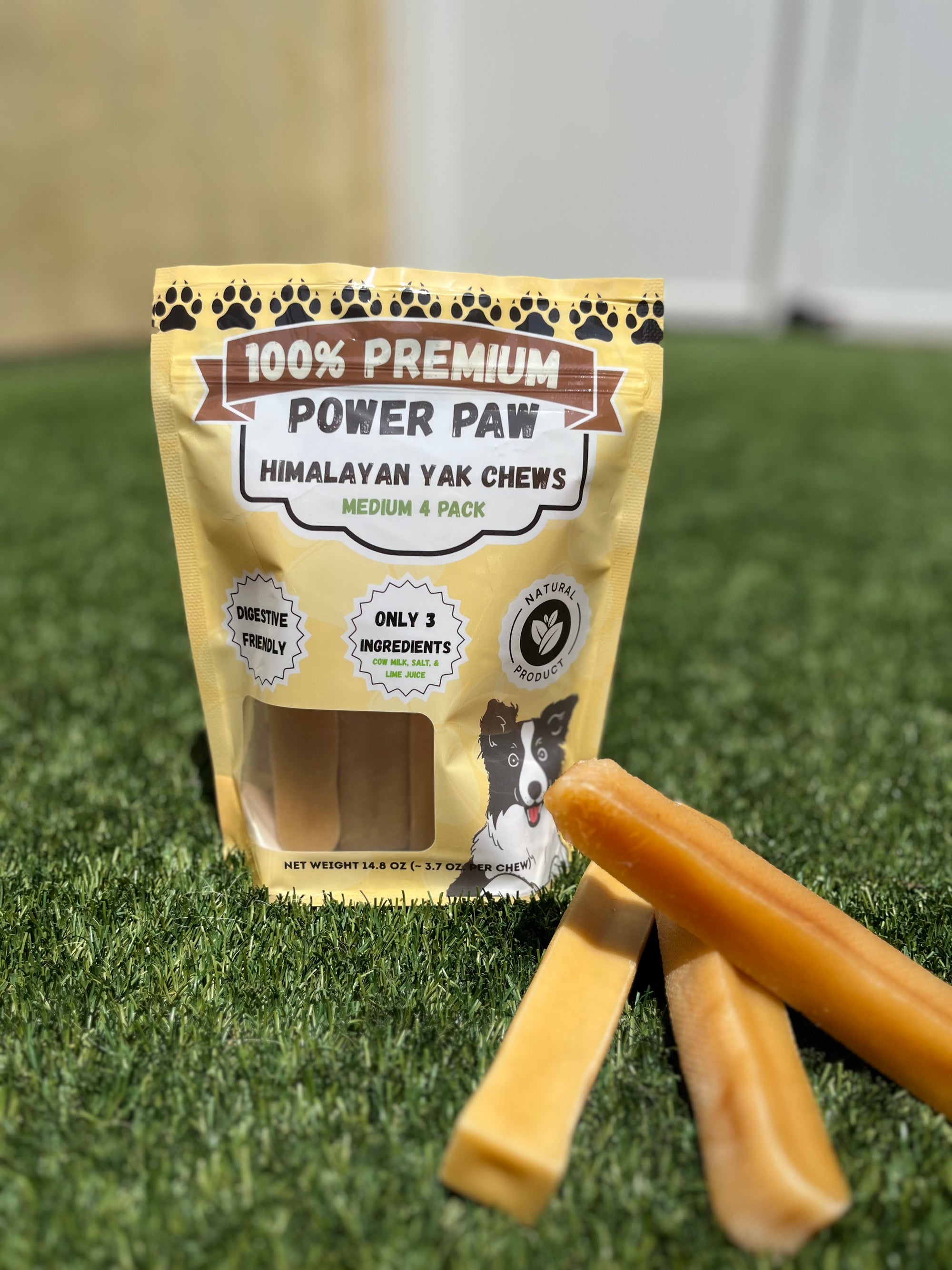 Power Paw Yak Chews – Medium (4-Pack) Ideal for dogs 30–60 lbs